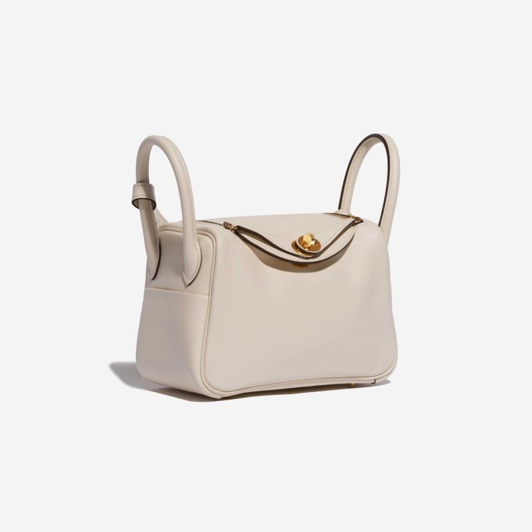 Pre-owned Hermès bag Lindy Mini Swift Nata Beige, White Side Front | Sell your designer bag on Saclab.com