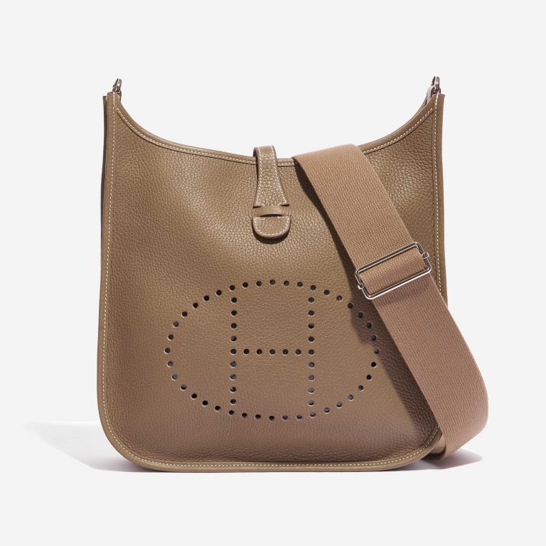 Pre-owned Hermès bag Evelyne 29 Clemence Etoupe Brown | Sell your designer bag on Saclab.com