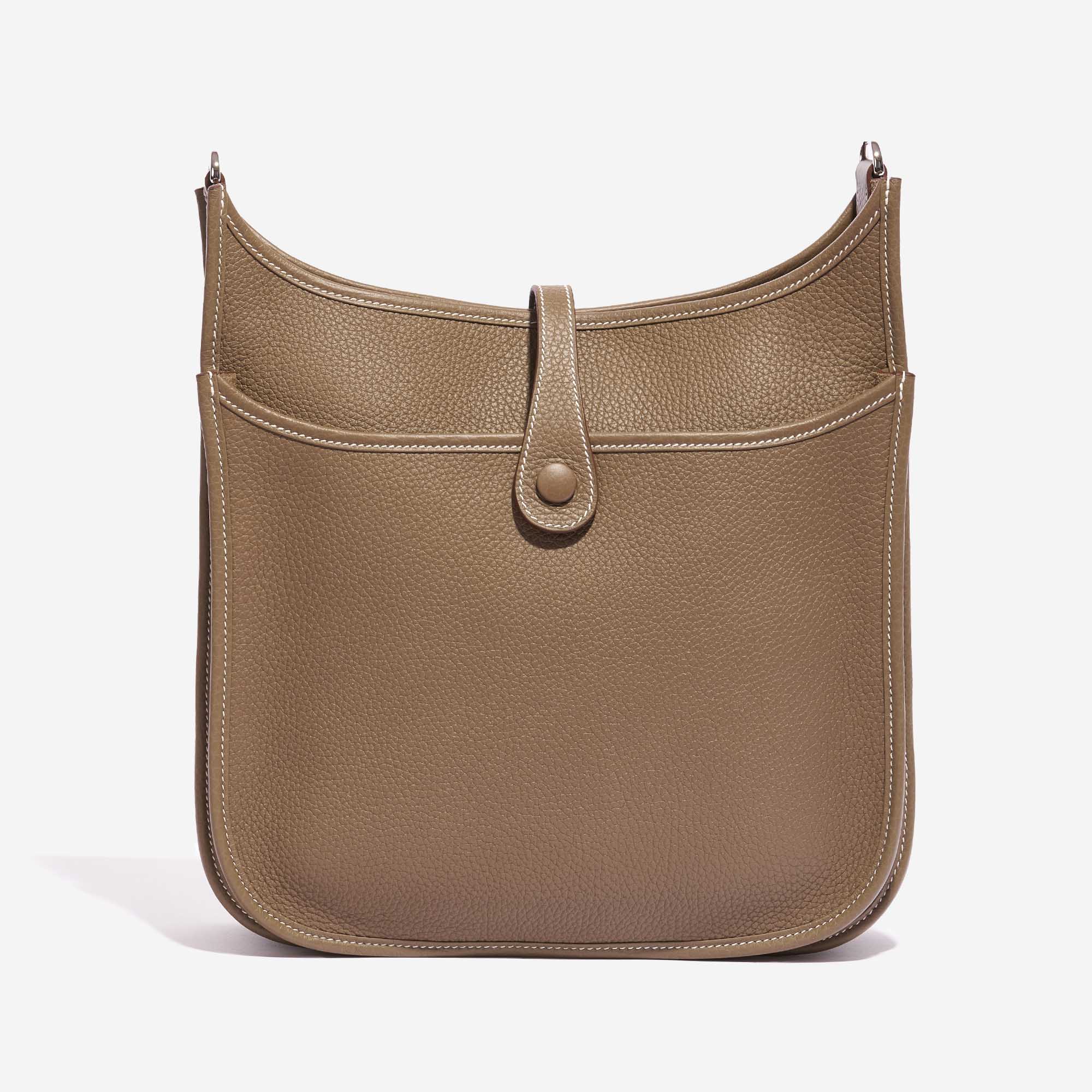 Pre-owned Hermès bag Evelyne 29 Clemence Etoupe Brown Back | Sell your designer bag on Saclab.com