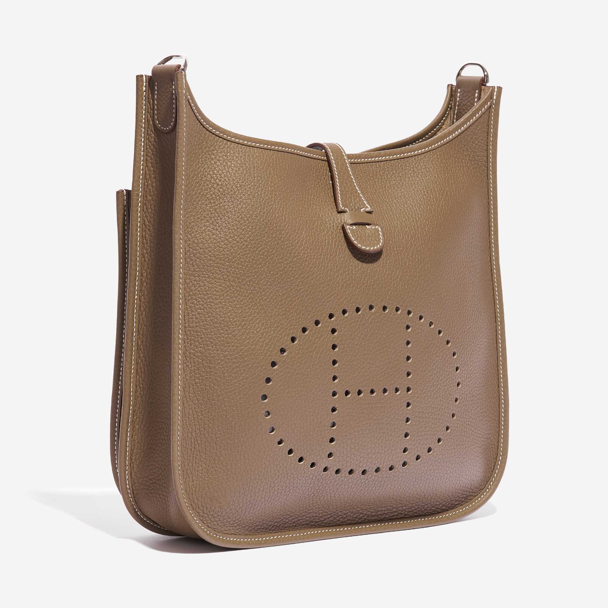 Pre-owned Hermès bag Evelyne 29 Clemence Etoupe Brown Side Front | Sell your designer bag on Saclab.com