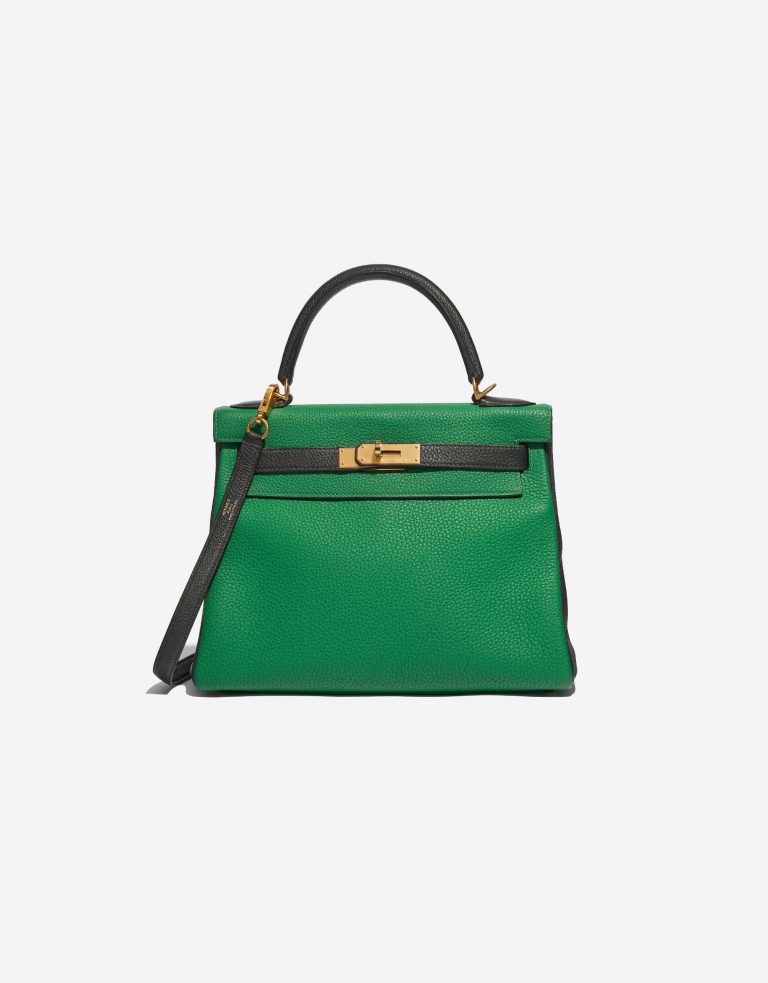 Pre-owned Hermès bag Kelly 28 HSS Togo Bamboo / Canopee Green Front | Sell your designer bag on Saclab.com