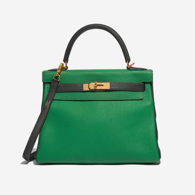 Pre-owned Hermès bag Kelly 28 HSS Togo Bamboo / Canopee Green Front | Sell your designer bag on Saclab.com