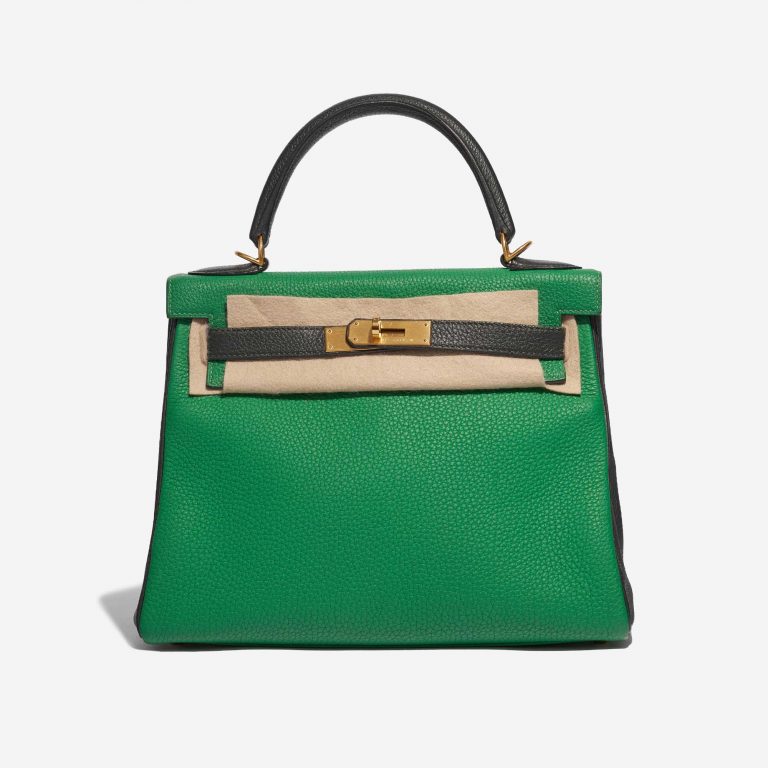 Pre-owned Hermès bag Kelly 28 HSS Togo Bamboo / Canopee Green Front Velt | Sell your designer bag on Saclab.com