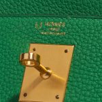 Hermès Kelly 28 HSS Togo Bamboo / Canopee Green Logo | Sell your designer bag on Saclab.com