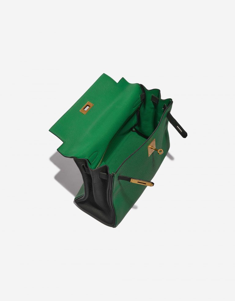 Pre-owned Hermès bag Kelly 28 HSS Togo Bamboo / Canopee Green Inside | Sell your designer bag on Saclab.com