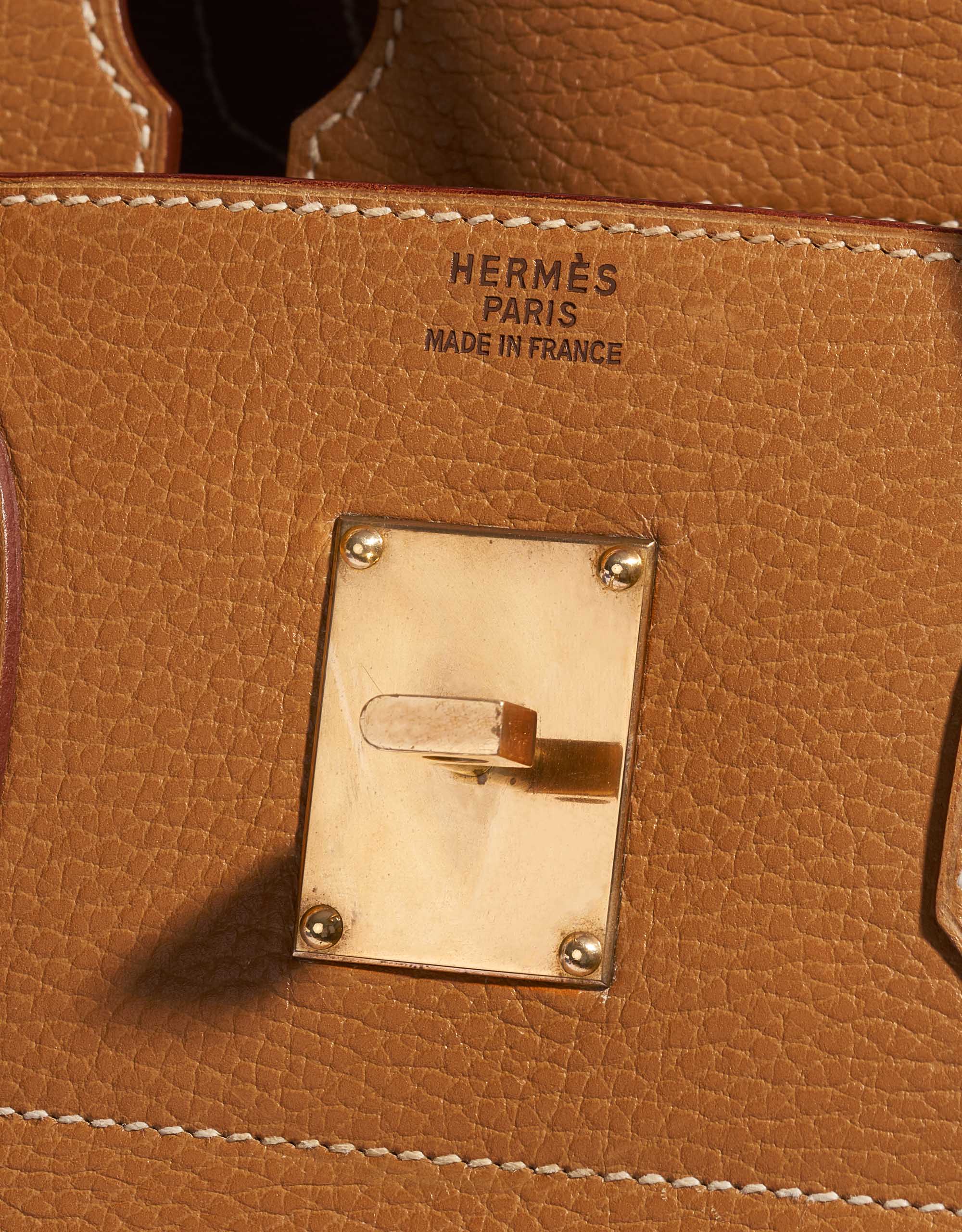 Pre-owned Hermès bag Haut à Courroies 45 Vache Ardennes Gold Brown Logo | Sell your designer bag on Saclab.com