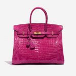 Pre-owned Hermès bag Birkin 35 Porosus Crocodile Rose Scheherazade Pink Front | Sell your designer bag on Saclab.com