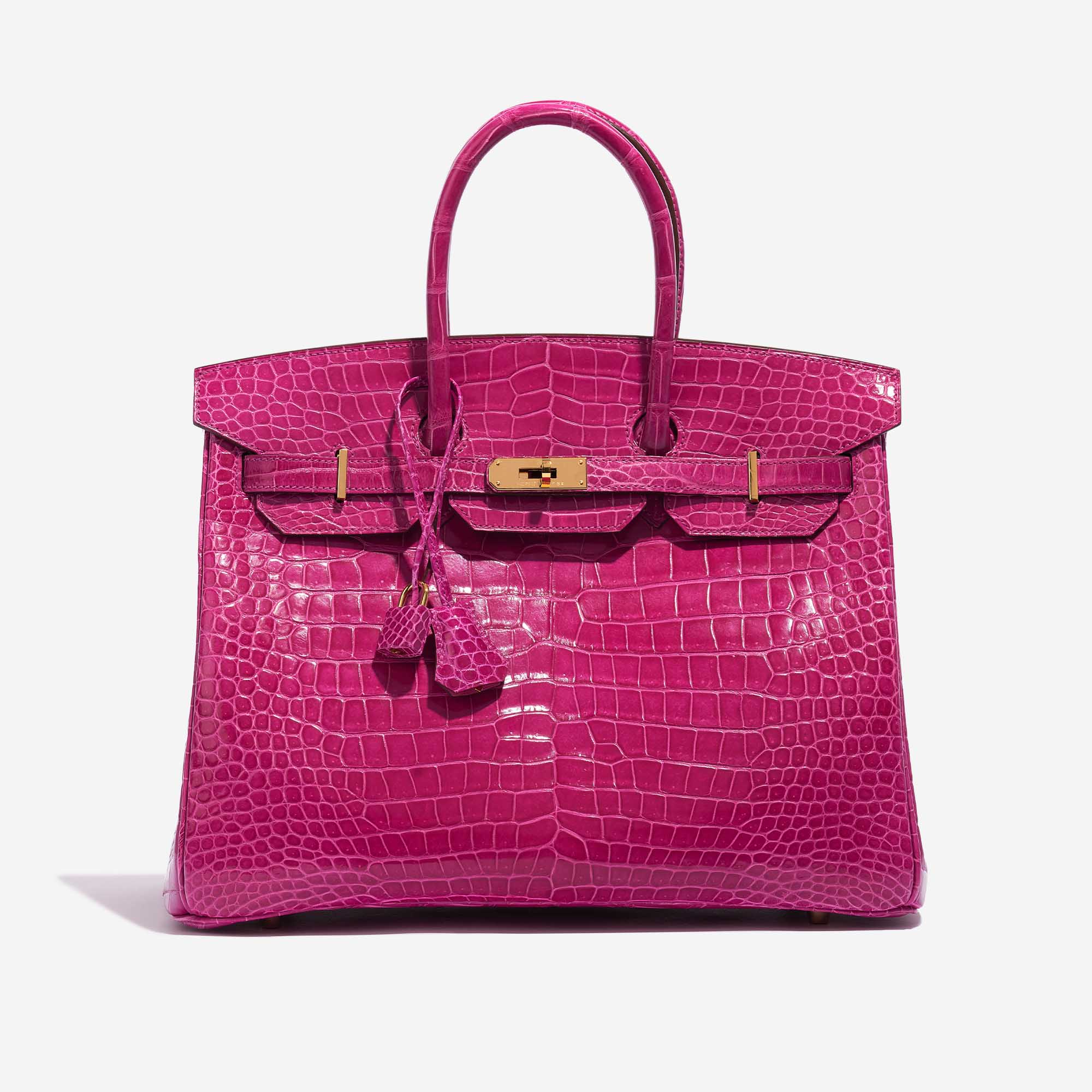 Sac Hermès Birkin 35 Porosus Crocodile Rose Scheherazade Rose Front | Vendez votre sac de créateur sur Saclab.com