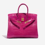 Pre-owned Hermès bag Birkin 35 Porosus Crocodile Rose Scheherazade Pink Front Open | Sell your designer bag on Saclab.com