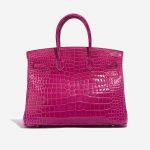 Pre-owned Hermès bag Birkin 35 Porosus Crocodile Rose Scheherazade Pink Back | Sell your designer bag on Saclab.com