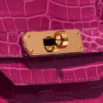 Pre-owned Hermès bag Birkin 35 Porosus Crocodile Rose Scheherazade Pink Closing System | Sell your designer bag on Saclab.com