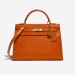 Hermès Kelly 32 Porosus Crocodile Pain d’epice Orange Front | Sell your designer bag on Saclab.com