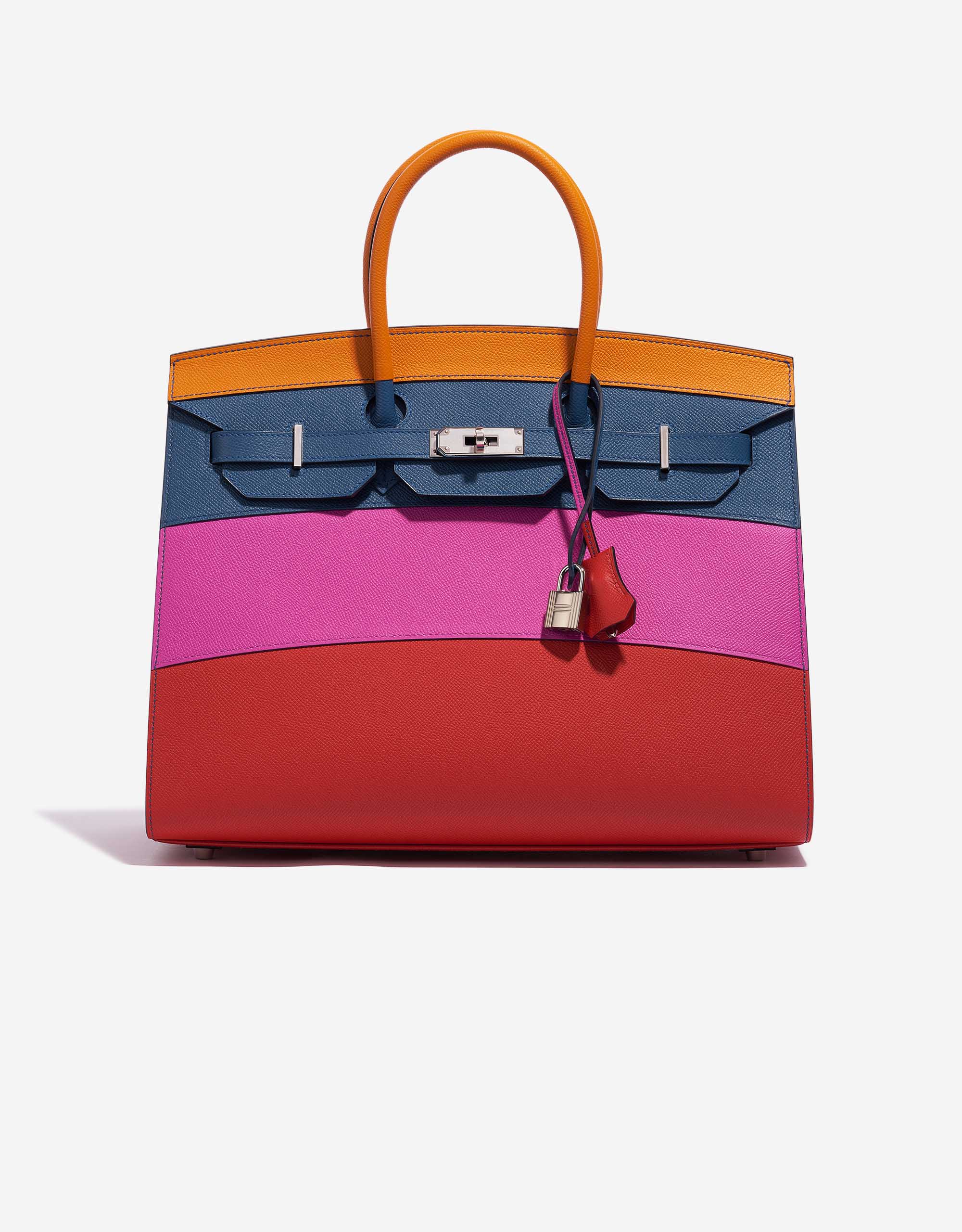 Pre-owned Hermès bag Birkin 35 Sunset Rainbow Epsom Apricot / Blue Agate / Magnolia / Rouge Casaque Multicolour Front | Sell your designer bag on Saclab.com