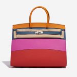 Hermès Birkin 35 Sunset Rainbow Epsom Apricot / Blue Agate / Magnolia / Rouge Casaque Blue, Dark blue, Multicolour, Orange, Pink, Red Front Velt | Sell your designer bag on Saclab.com