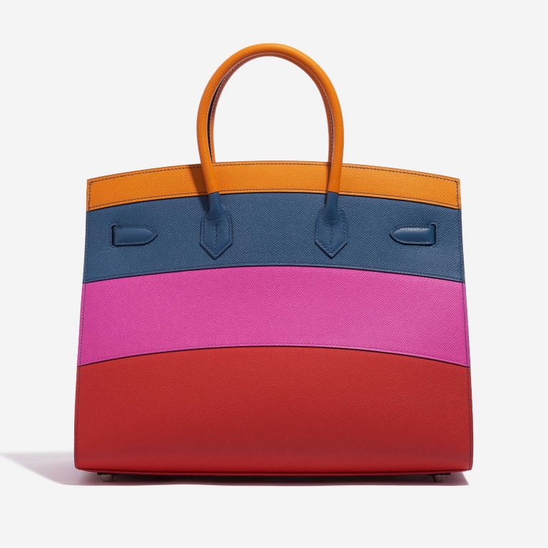 Pre-owned Hermès bag Birkin 35 Sunset Rainbow Epsom Apricot / Blue Agate / Magnolia / Rouge Casaque Multicolour Back | Sell your designer bag on Saclab.com