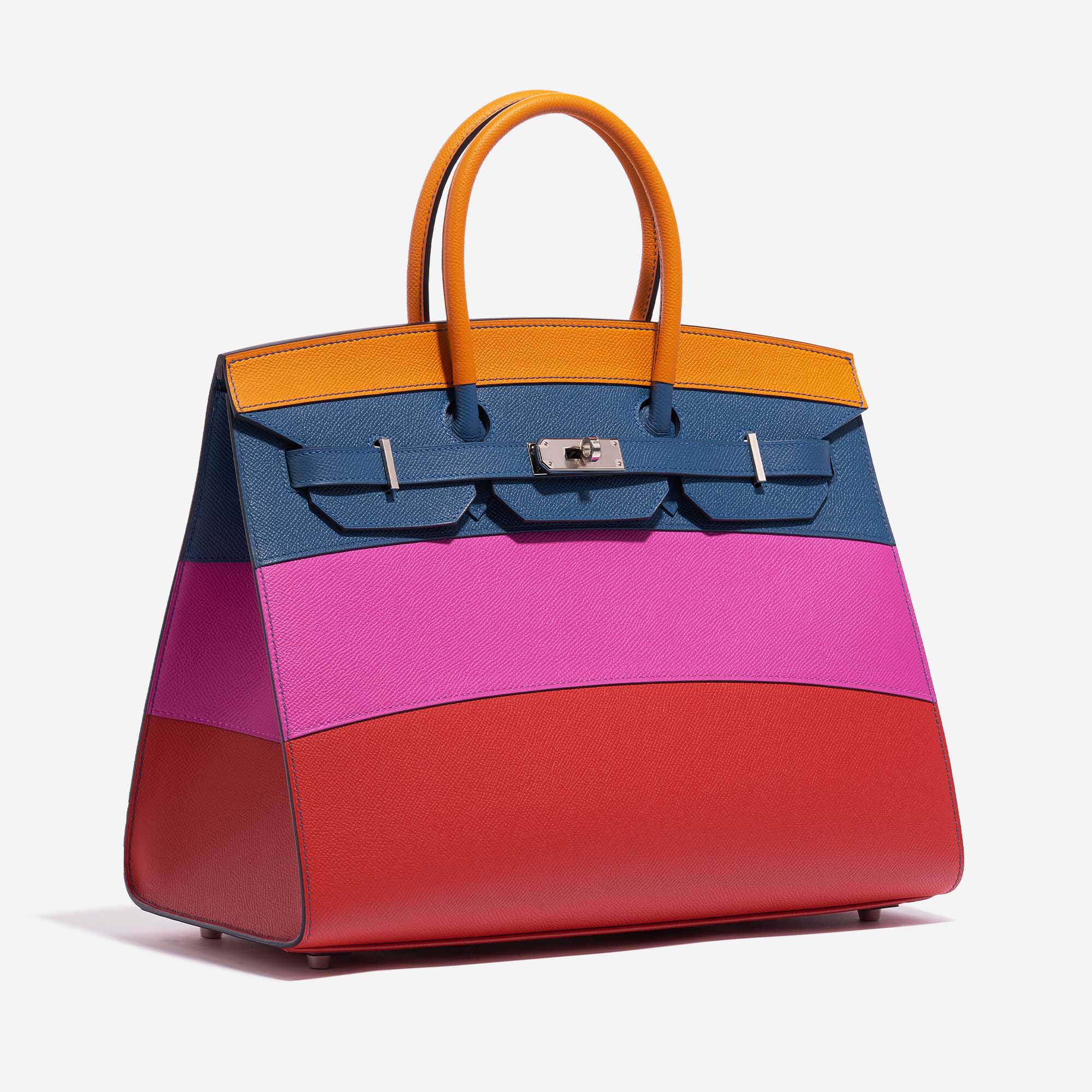 Pre-owned Hermès bag Birkin 35 Sunset Rainbow Epsom Apricot / Blue Agate / Magnolia / Rouge Casaque Multicolour Side Front | Sell your designer bag on Saclab.com