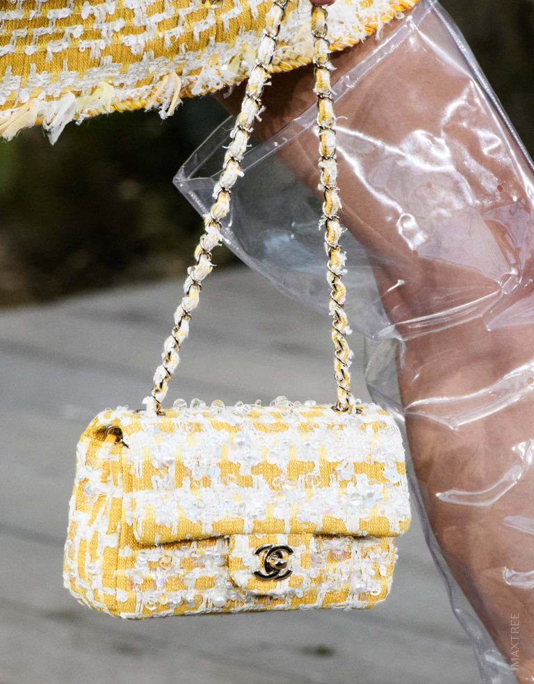 Chanel Classic Flap Bag Yellow Tweed Spring Summer 2018