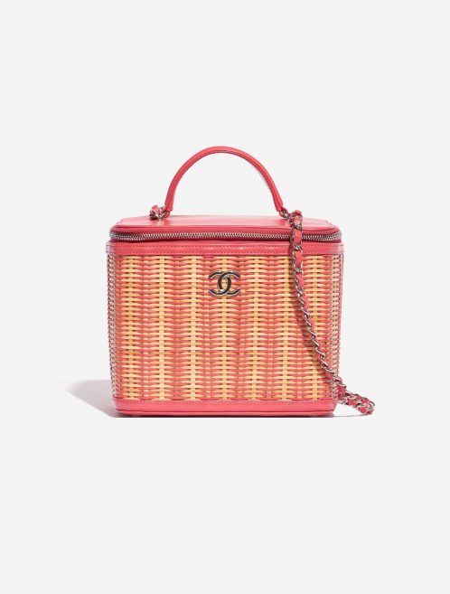 Pre-owned Chanel bag Vanity Medium Calf / Wicker Pink Beige, Pink Front | Sell your designer bag on Saclab.com