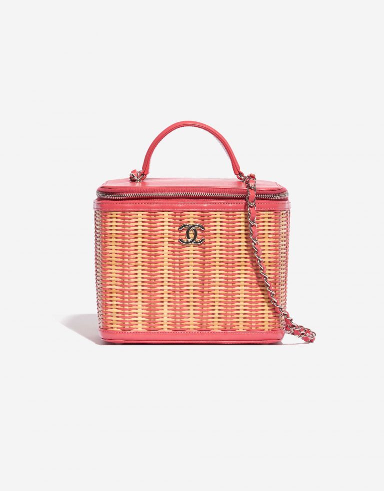 Pre-owned Chanel bag Vanity Medium Calf / Wicker Pink Beige Front | Sell your designer bag on Saclab.com