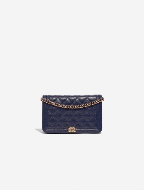 Pre-owned Chanel bag Boy WOC Caviar Blue Blue, Dark blue Front | Sell your designer bag on Saclab.com