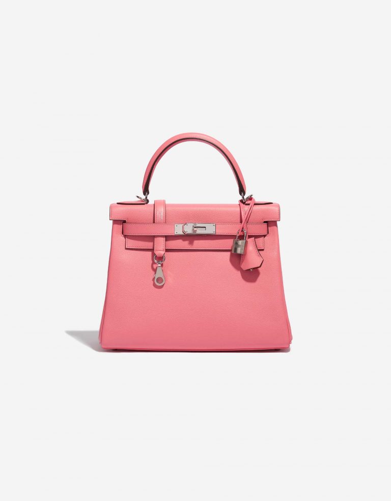 Pre-owned Hermès bag Kelly 28 Verso Evercolor Rose D’Été / Terre Battue Pink Front | Sell your designer bag on Saclab.com