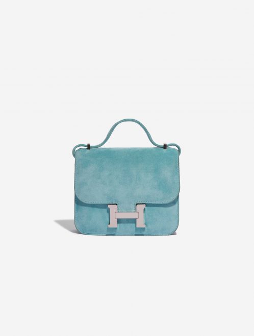 Pre-owned Hermès bag Constance 18 Doblis Suede Blue Atoll Blue Front | Sell your designer bag on Saclab.com