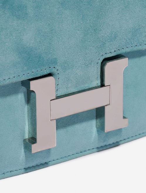 Pre-owned Hermès bag Constance 18 Doblis Suede Blue Atoll Blue Closing System | Sell your designer bag on Saclab.com