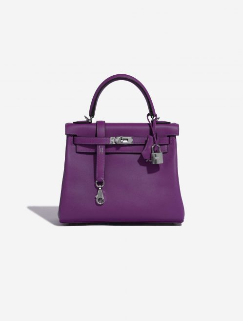 Pre-owned Hermès bag Kelly 25 Swift Anemone Violet Front | Sell your designer bag on Saclab.com