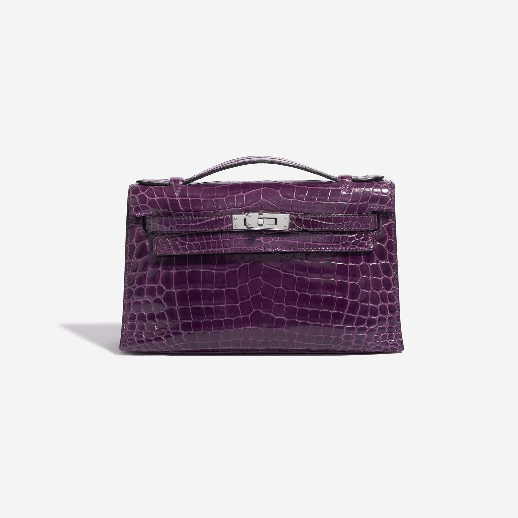 Pre-owned Hermès bag Kelly Pochette Alligator Amethyst Violet Front | Sell your designer bag on Saclab.com