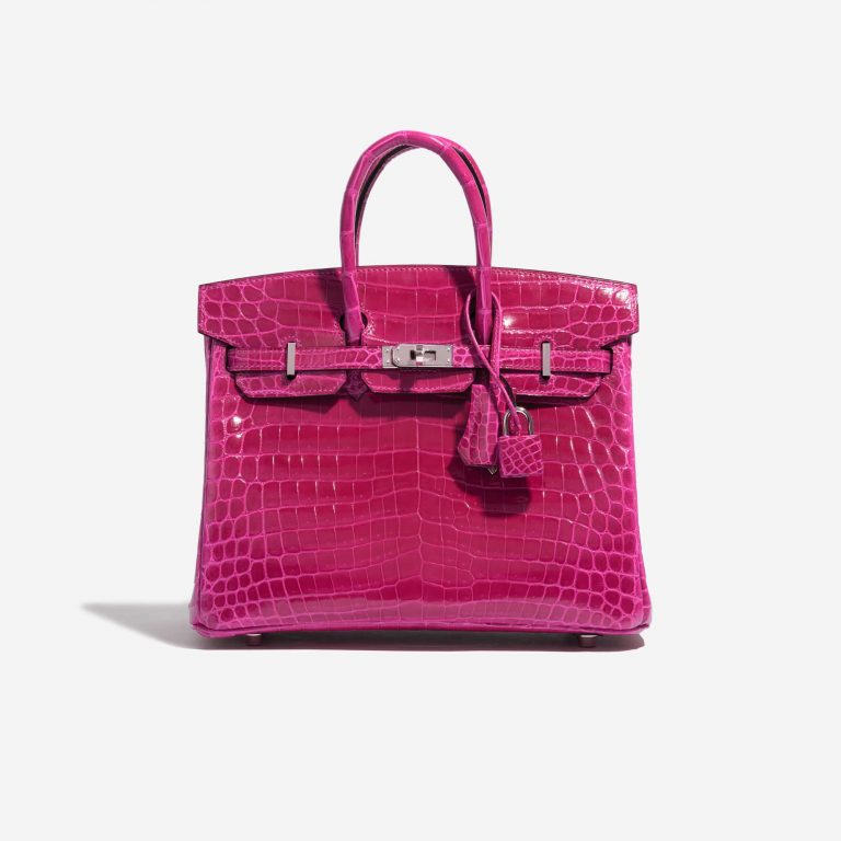 Pre-owned Hermès bag Birkin 25 Niloticus Crocodile Rose Pourpre Pink Front | Sell your designer bag on Saclab.com