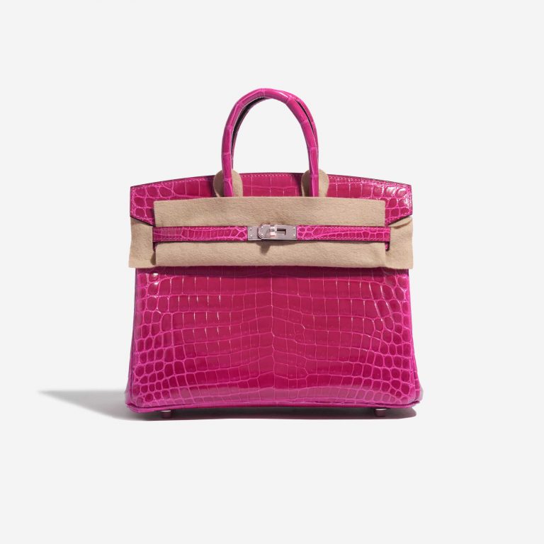 Pre-owned Hermès bag Birkin 25 Niloticus Crocodile Rose Pourpre Pink Front Velt | Sell your designer bag on Saclab.com