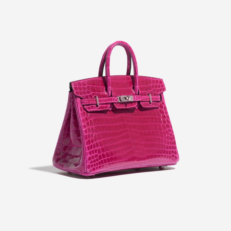 Pre-owned Hermès bag Birkin 25 Niloticus Crocodile Rose Pourpre Pink Side Front | Sell your designer bag on Saclab.com