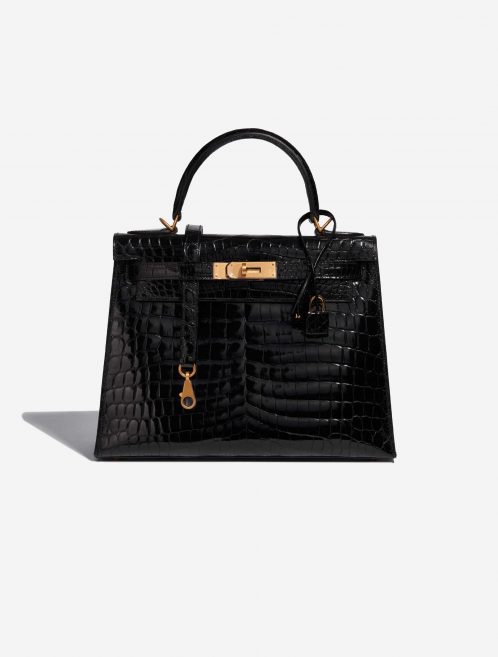 Pre-owned Hermès bag Kelly 28 Niloticus Crocodile Black Black Front | Sell your designer bag on Saclab.com
