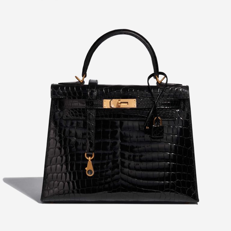 Pre-owned Hermès bag Kelly 28 Niloticus Crocodile Black Black Front | Sell your designer bag on Saclab.com