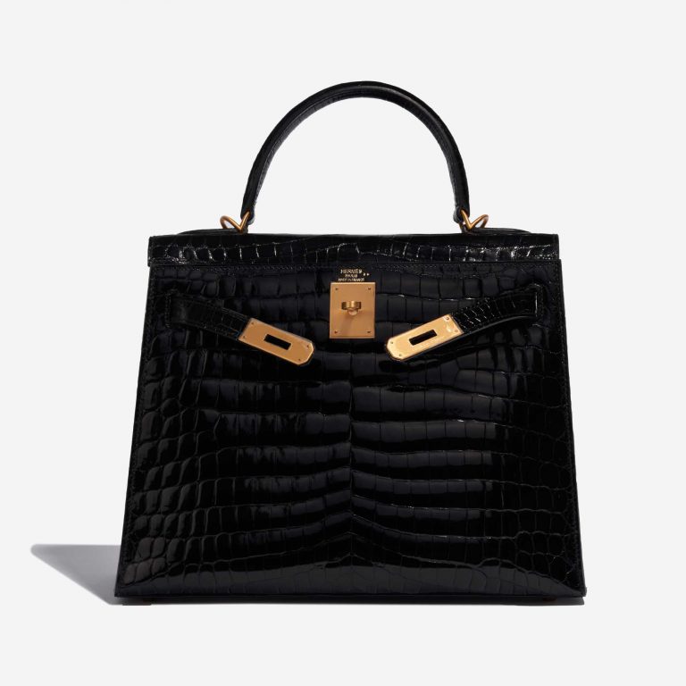 Pre-owned Hermès bag Kelly 28 Niloticus Crocodile Black Black Front Open | Sell your designer bag on Saclab.com