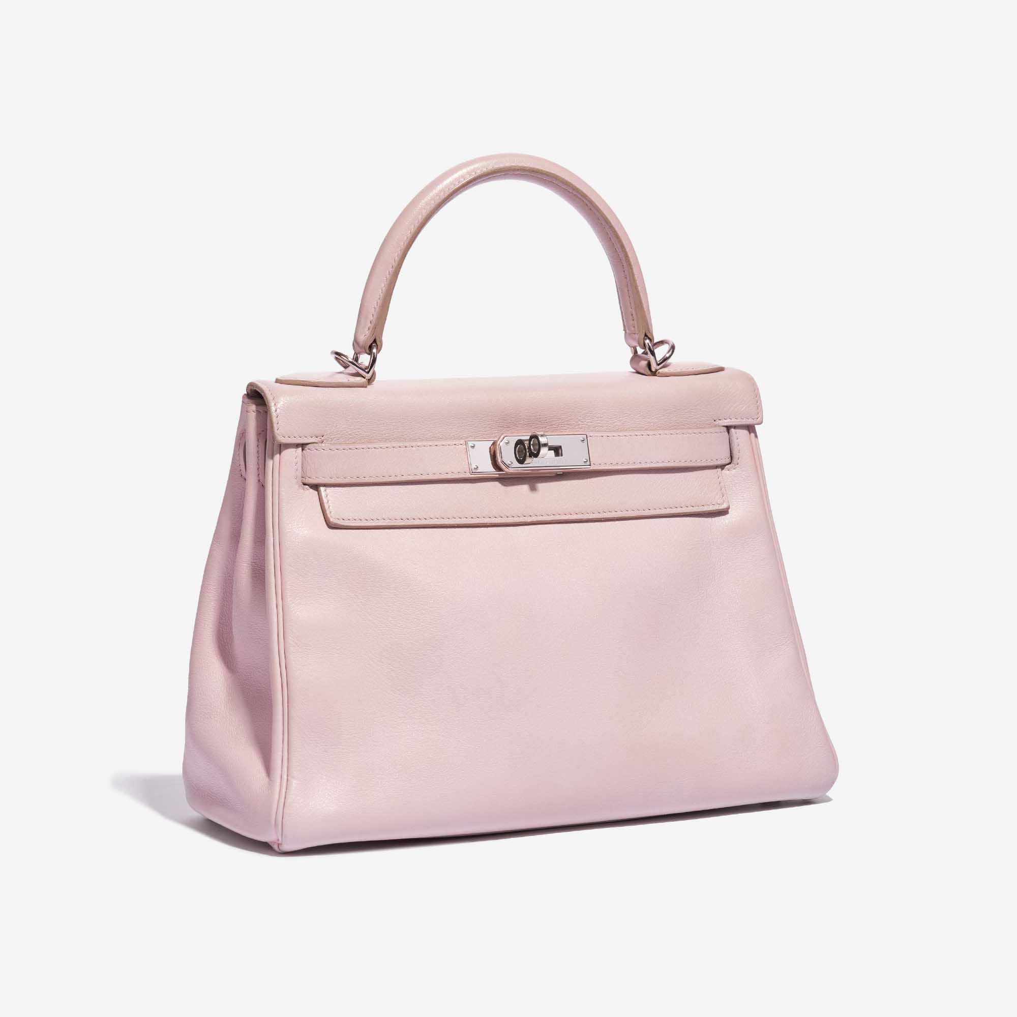 Pre-owned Hermès bag Kelly 28 Swift Rose Dragee Rose Side Front | Sell your designer bag on Saclab.com