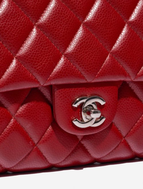 Pre-owned Chanel bag Timeless Single Flap Jumbo Caviar Red Red Closing System | Sell your designer bag on Saclab.com