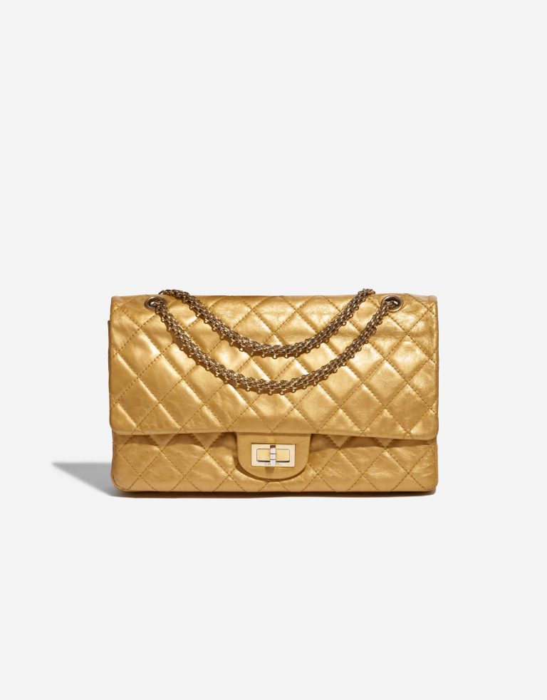 Pre-owned Chanel bag 2.55 Reissue 227 Lamb Gold Gold Front | Sell your designer bag on Saclab.com