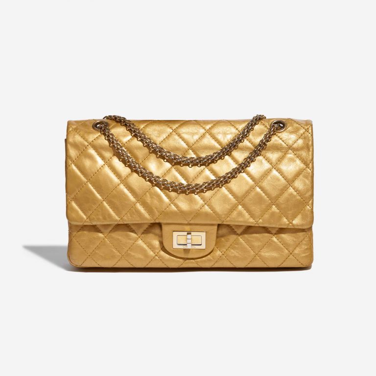 Pre-owned Chanel bag 2.55 Reissue 227 Lamb Gold Gold Front | Sell your designer bag on Saclab.com