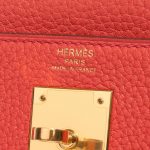 Pre-owned Hermès bag Kelly 28 Clemence Bougainvillier Red, Rose Logo | Sell your designer bag on Saclab.com