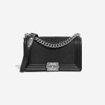 Chanel Boy Medium Python Black Black Front | Sell your designer bag on Saclab.com