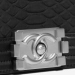 Pre-owned Chanel bag Boy Medium Python Black Black Closing System | Sell your designer bag on Saclab.com