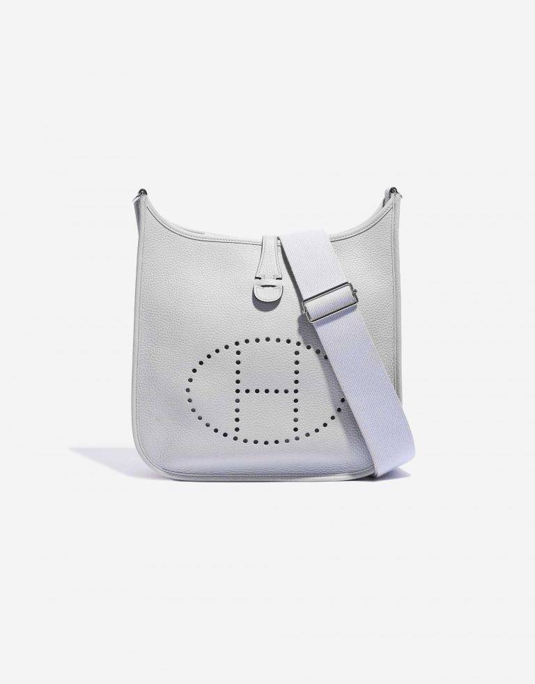 Pre-owned Hermès bag Evelyne 29 Taurillon Clemence Pale Blue Blue Front | Sell your designer bag on Saclab.com
