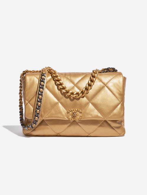 Pre-owned Chanel bag 19 Flap Bag Maxi Lamb Gold Gold Front | Sell your designer bag on Saclab.com