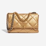 Chanel 19 Flap Bag Maxi Lamb Gold Gold Front | Sell your designer bag on Saclab.com