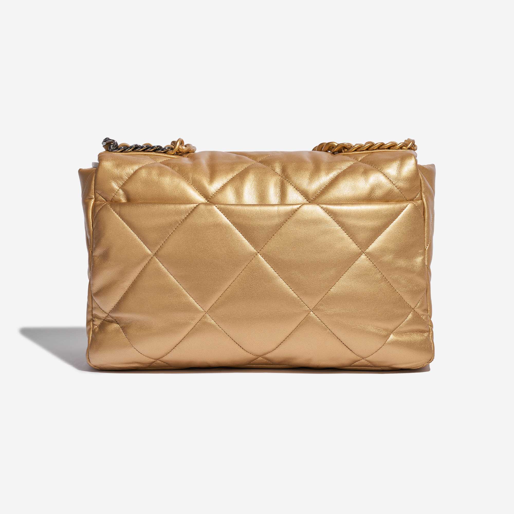 Pre-owned Chanel bag 19 Flap Bag Maxi Lamb Gold Gold Back | Sell your designer bag on Saclab.com