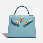 Pre-owned Hermès bag Kelly 28 Epsom Blue Atoll Blue Front Open | Sell your designer bag on Saclab.com