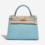 Hermès Kelly 28 Epsom Blue Atoll Blue Front Velt | Sell your designer bag on Saclab.com