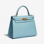 Hermès Kelly 28 Epsom Blue Atoll Blue Side Front | Sell your designer bag on Saclab.com