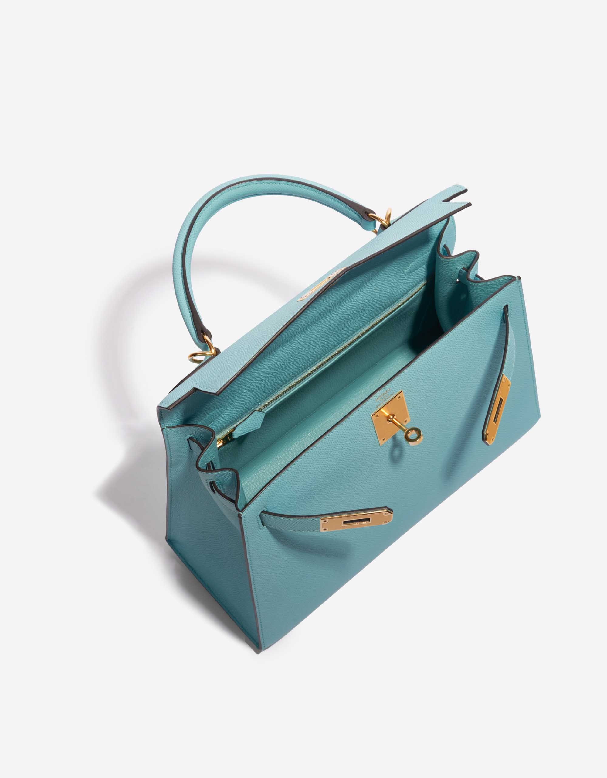 Pre-owned Hermès bag Kelly 28 Epsom Blue Atoll Blue Inside | Sell your designer bag on Saclab.com